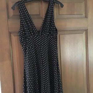 Deep v neck and back dress with swing skirt